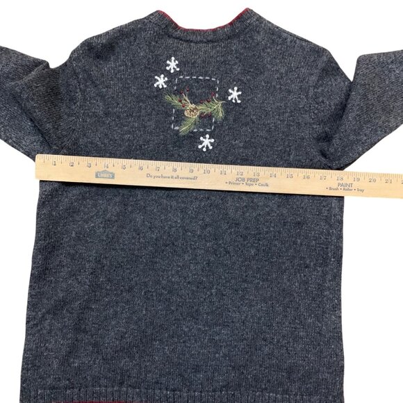 Croft & Barrow Women's Cardigan Gray Wool Cardinal Embroidered Sz PM Gradmacore - Picture 5 of 8